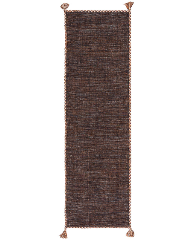 Tapis en coton tissé à la main Amaral, Tapis de couloir 2 pi 3 po x 9 pi