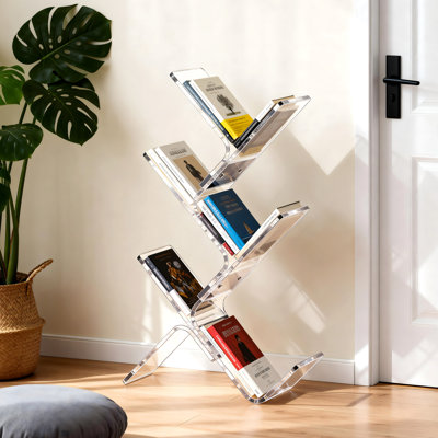 Acrylic Tree Bookcases Modern Clear Bookshelf Standing Bookcase Tree Organizer Decorative Storage Rack