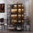 Tall Iron Display Cabinet With Glass Door And LED Lights Steel Curio Cabinet For Collectibles Figures Trophies 3-Sided Glass Display Case For Home Office Study Room Stores Playroom - Black