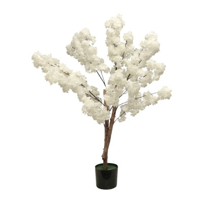 Cerisier blanc artificiel en pot 4 pieds