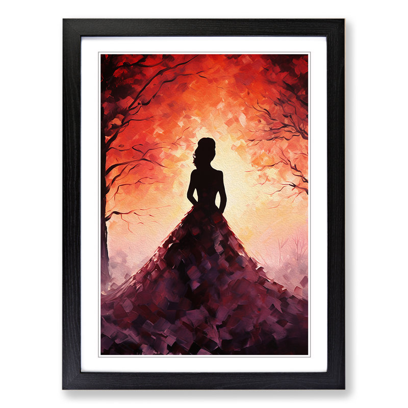 Woman Impressionism - Single Picture Frame Print on Wood, Black, 64cm H x 46cm W x 2cm D
