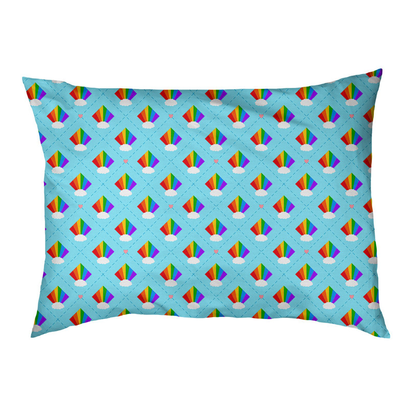 Coussin pour chien d’extérieur argyle Campion, Moyen (L 29,5 po x P19,5 po x H 9,5 po), Bleu clair / jaune / mauve