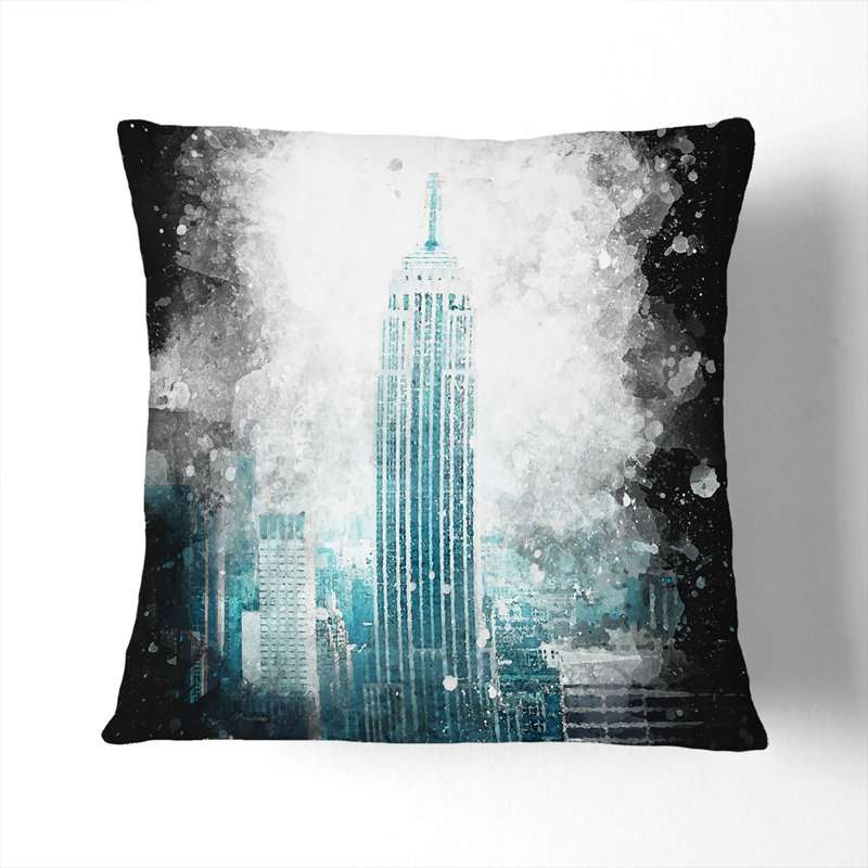 Empire State Building in New York Cushion with Filling, Black, 40cm H x 40cm W x 15cm D