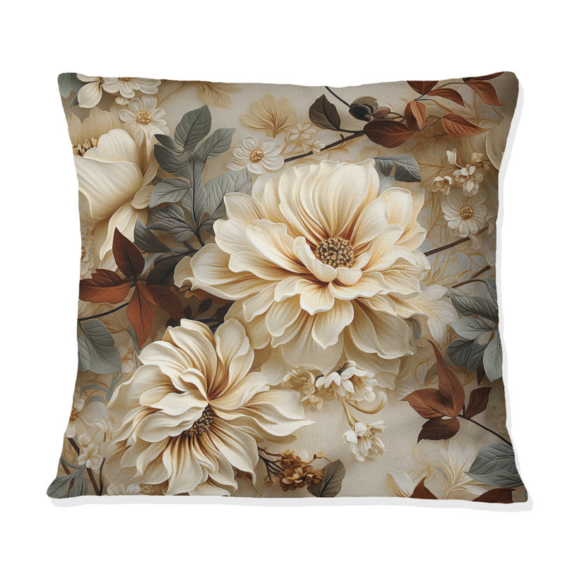 Rustic Victorian Brocade Victorian Motif - Coussin décoratif imprimé floral, H 16 po x l 16 po