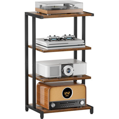 Meuble de rangement multimédia à 4 niveaux noir, console de jeux en bois, pour accessoires de télévision, équipement audiovisuel, disque optique, PS4, salon, salle de jeux, studio de musique