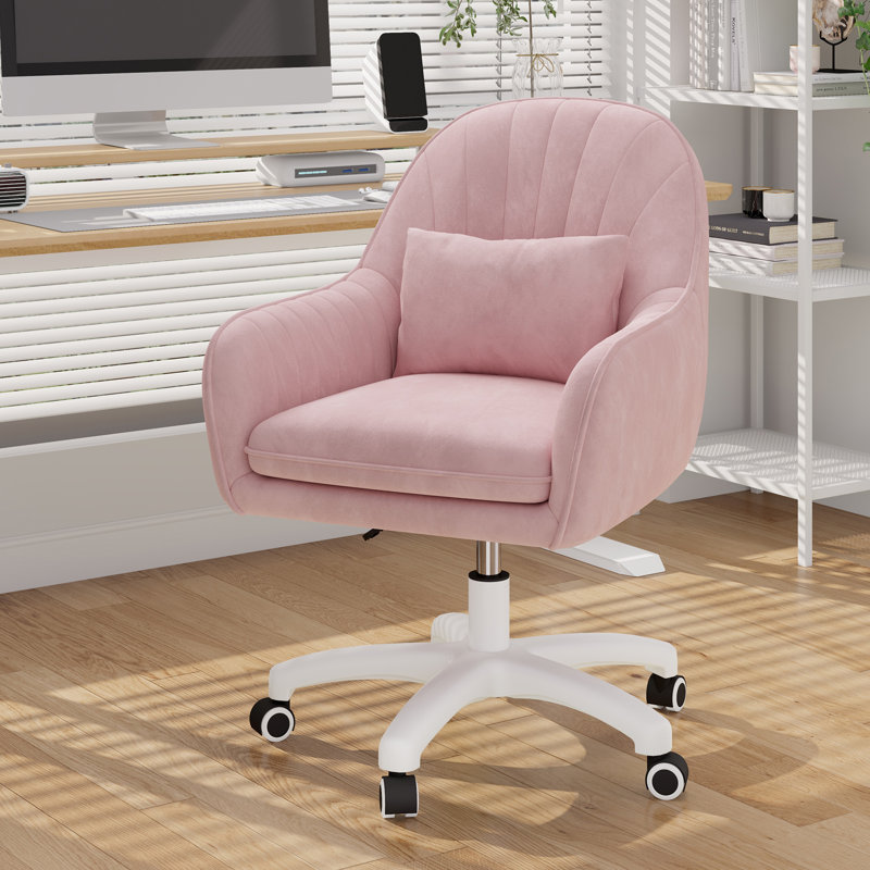 Modern Minimalist Swivel Office Chair with Comfortable Backrest and Adjustable Height, Pink
