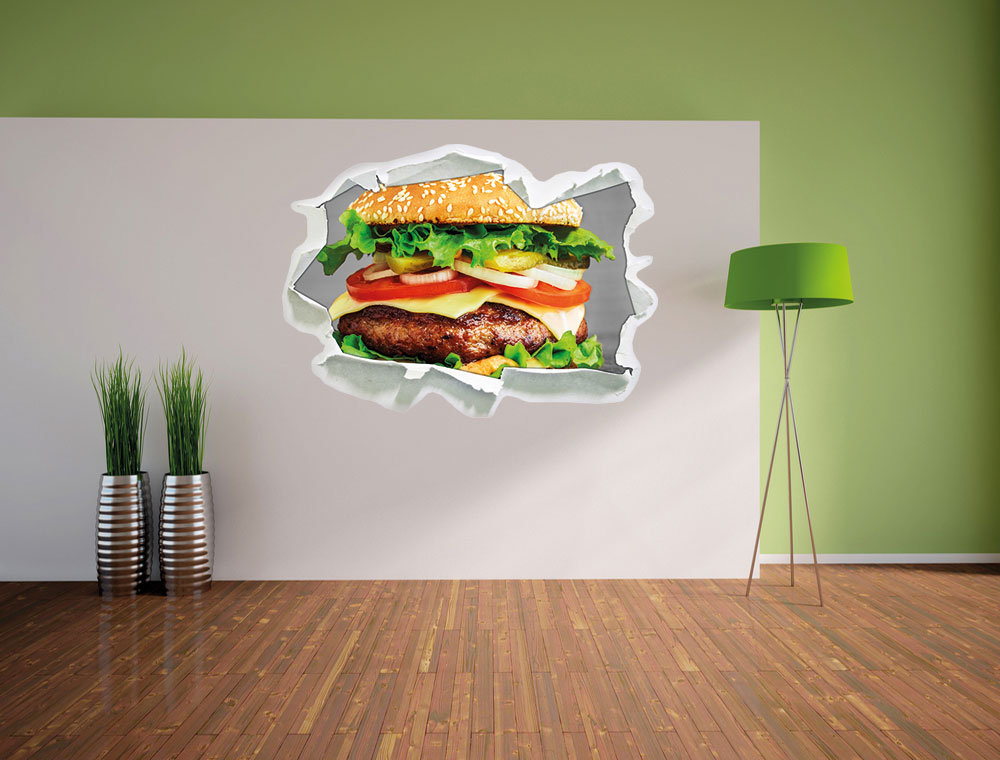 Wandtattoo Leckerer Hamburger mit Zwiebeln