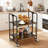Metal 2-Tier Rolling Cart, Foldable Portable Storage Shelves With Locking Wheels For Kitchen, RV