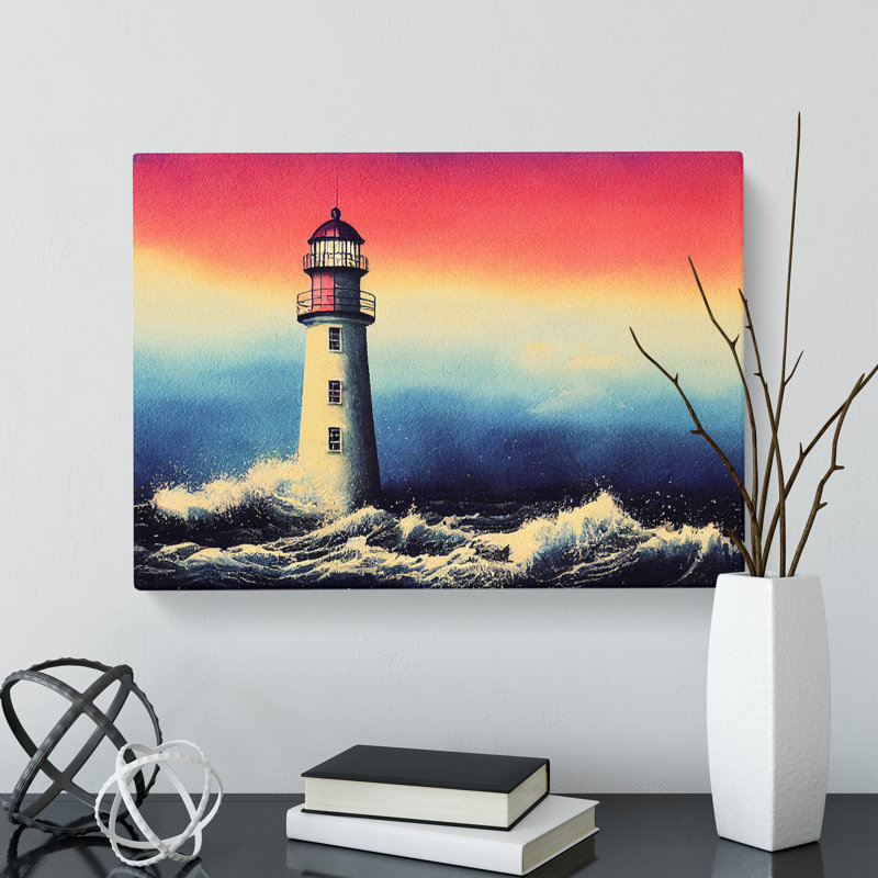 Lighthouse Watercolour Vol.4 - Wrapped Canvas, 35cm H x 50cm W x 3cm D