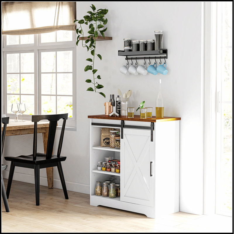 Farmhouse Accent Cabinet with Sliding Barn Door and Adjustable Shelves, Perfect for Stylish Home Organization.