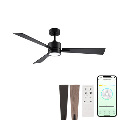Bali Smart 5-Blade 42in Ceiling Fan 2700K-6000K CCT Selectable LED Light Kit with Remote Control and Hardware with Reversible Blades in Weathered Wood or Works With iOS or Android App
