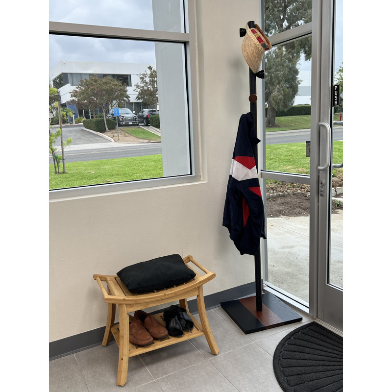 Kyoto Natural Bamboo 24'' Shower and Entryway Bench with Grip Arms