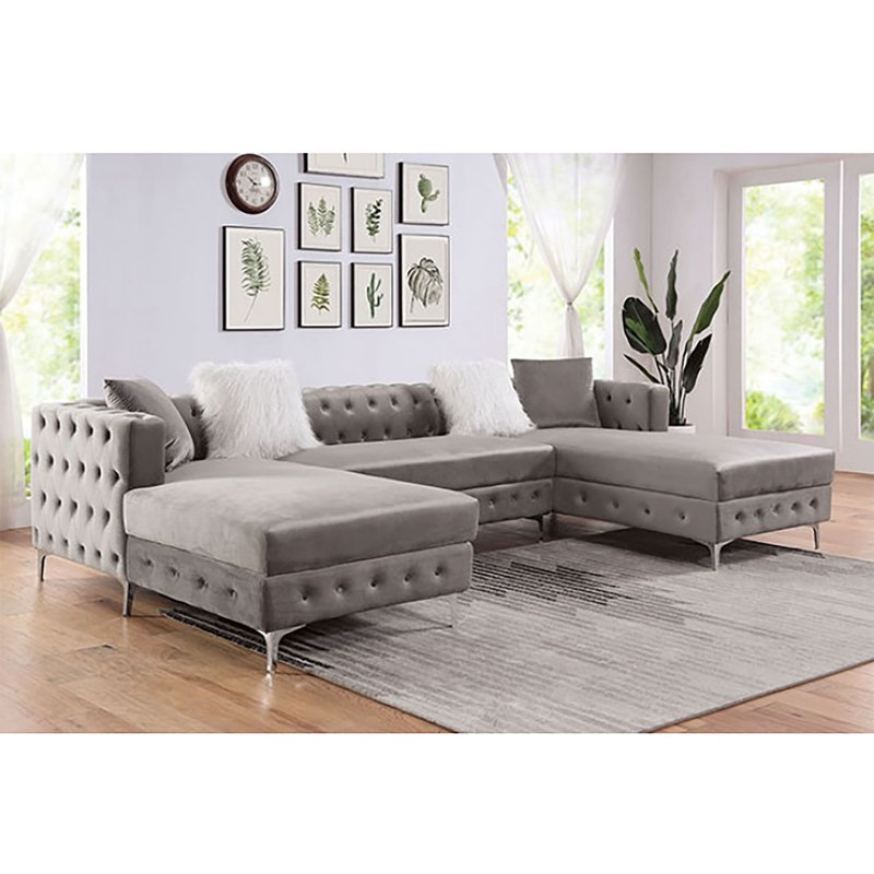 Canapé modulaire de coin symétrique de 126,5 po Ridgeville, Mélange de polyester gris
