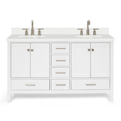 Cambridge Vanity In White With Quartz Vanity Top In White With Basin