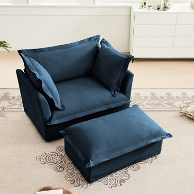 Fauteuil avec détente - chenille bleue, siège profond, housses amovibles, chenille solide et fabrication confortable, élégante et détachable