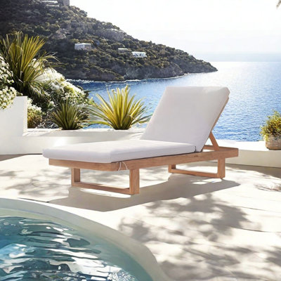 Outdoor Teak Chaise by Elegance Furnishings