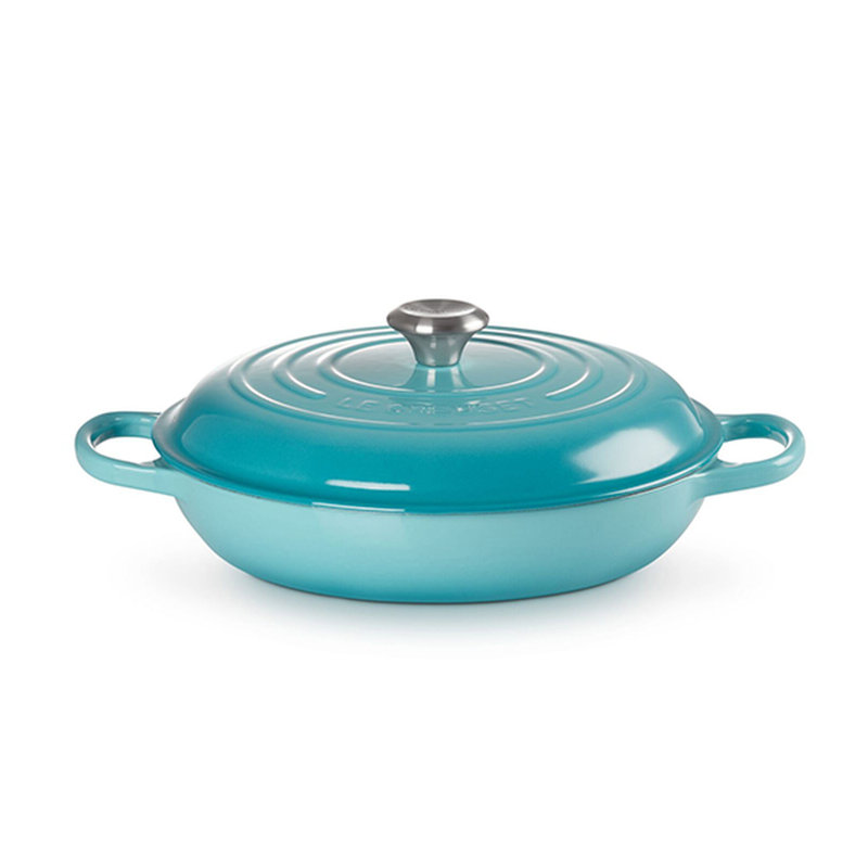 Le Creuset Signature Enameled Cast Iron Braiser with Lid, Caribbean