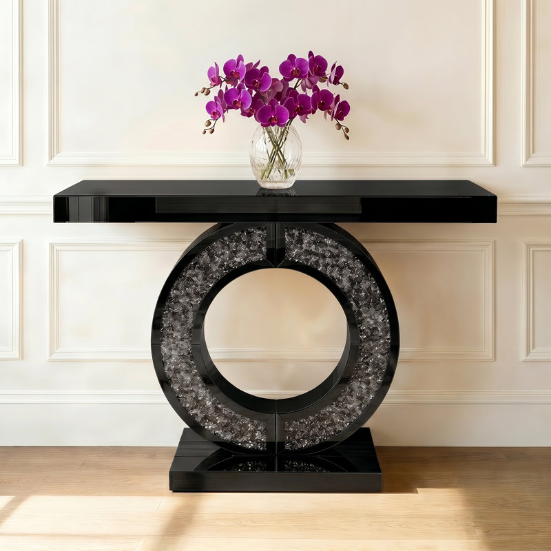 Console à miroir avec base en cristal pour le vestibule, le vestibule ou le décor du salon (noir) | Idée de cadeau, Noir