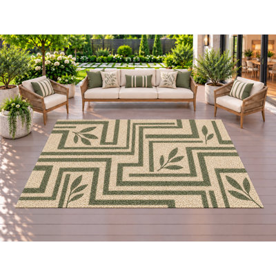 Tapis d'extérieur 5 pi x 7 pi Olive Leaf Maze, tapis de terrasse robuste et imperméable, tapis de patio robuste, tapis d'extérieur à séchage rapide pour la véranda