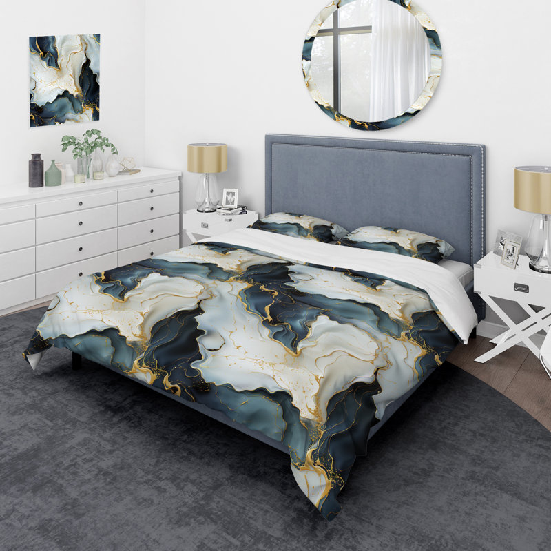 Literie en marbre doré indémodable Classic Delights II, Housse de couette pour très grand lit et 2 très
