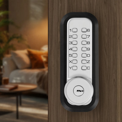 Vevor Mechanical Keyless Entry Door Lock, 2.0 Code Upgrade, 4-7 Digits Code, Single-sided Push Button Comb In Silver