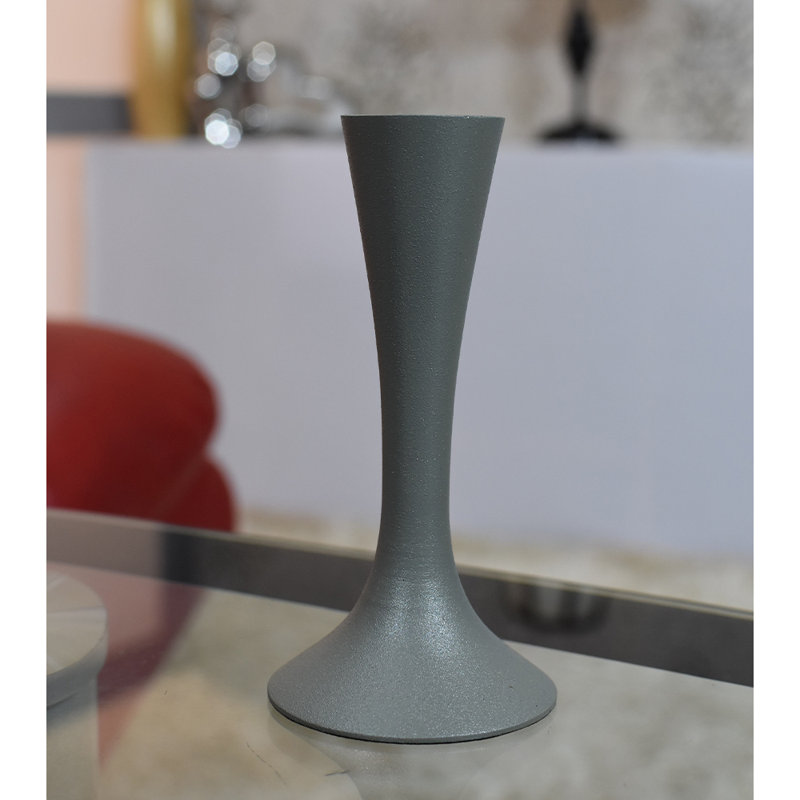 Bougeoir de table en aluminium, gris, H 5 po x l 2,5 po x P 2,5 po
