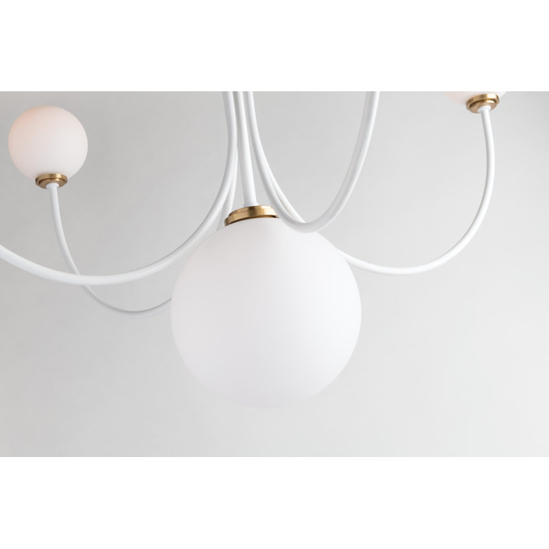  Lustre classique / traditionnel 7 lumières à abat-jour, Latin vieilli / blanc