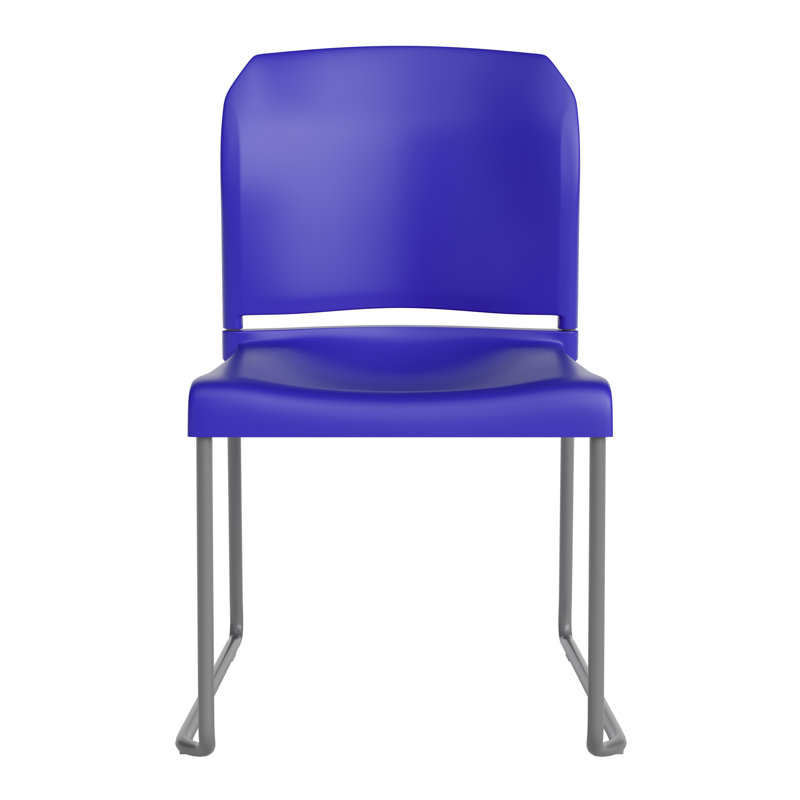 Chaise empilable à dossier plein avec base thermolaquée Oliverson d'une capacité de 880 lb., Gris, Bleu