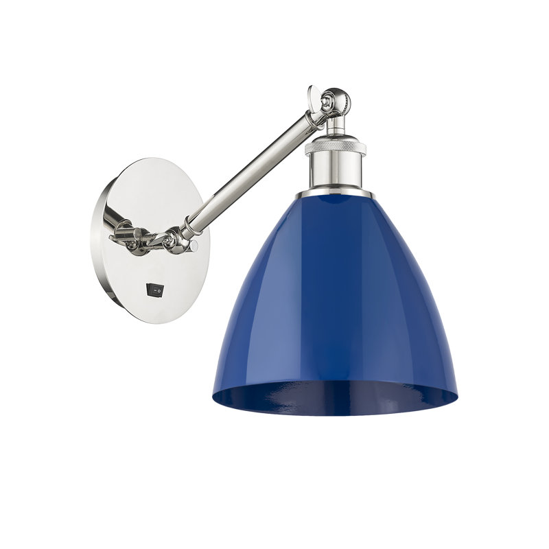 Applique murale en acier 1 lumière, Bleu, Nickel poli