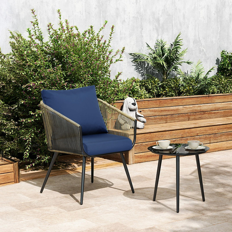 Outdoor Seat/Back Cushion, 1, 24" W x 24" D, Navy Blue