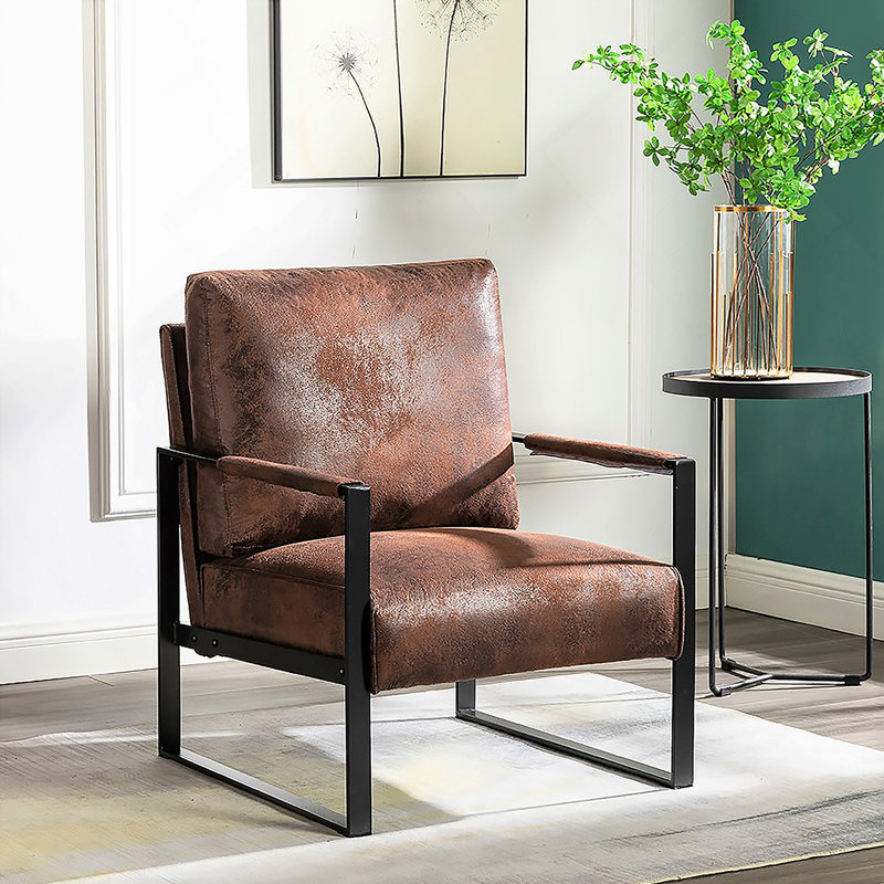 Fauteuil d'appoint Classic Mid Century Modern, Microfibre/microsuède brun