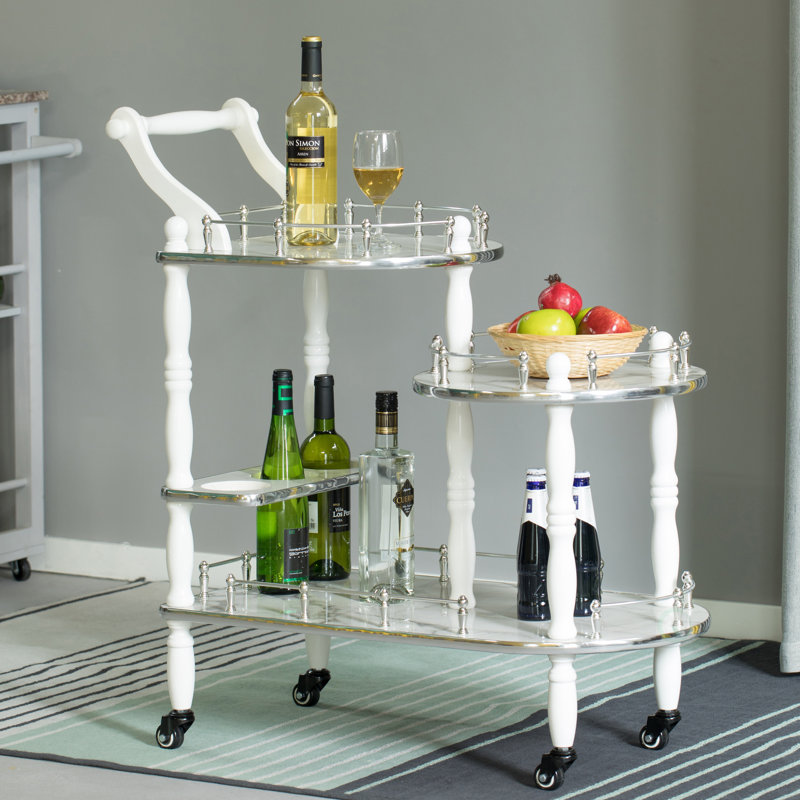 Chariot-bar Grasso, Blanc/argenté, gris