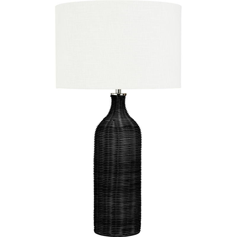 Anika Rattan Table Lamp, Black/White