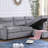 Velvet Fabric Reversible Sleeper Sectional Sofa Chaise-824778801