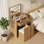 Meuble-lavabo cannelé de 23,6 po de largeur avec miroir et 3 lumières colorées pour petits espaces-1883365323