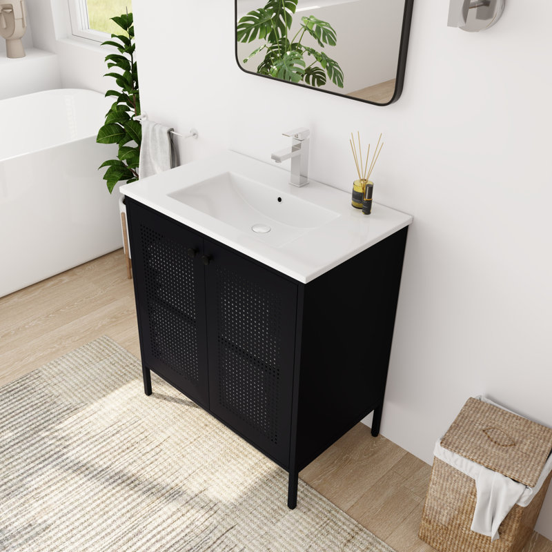 Meuble-lavabo simple 30 po avec plateau en métal Kiauna