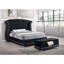 Grand lit tapissier luxueux avec tête de lit capitonnée à strass en cristal