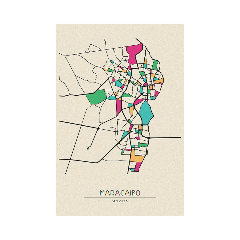 Maracaibo, Venezuela Map by Ayse Deniz Akerman - Wrapped Canvas Print, 20.32 cm H x 30.48 cm W