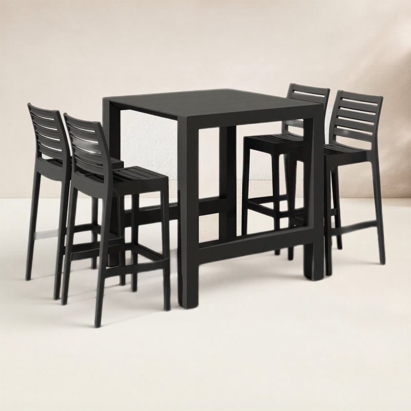 Ensemble de salle à manger à hauteur de bar 39 po pour 4 personnes Farrah, Noir, noir, noir, noir