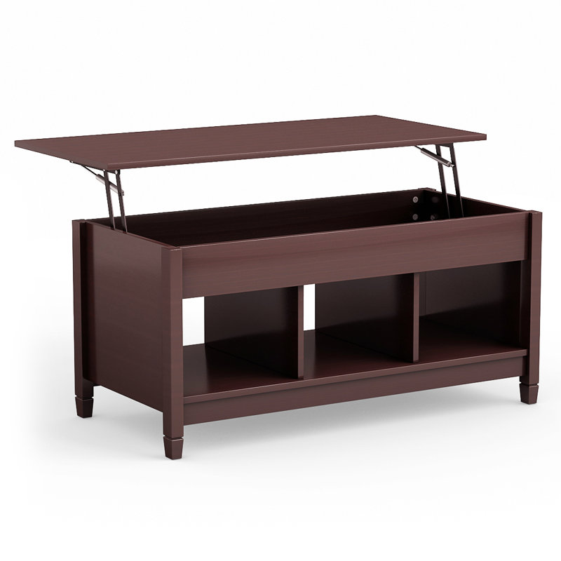 Table basse à 4 pieds avec rangement Jocasta, H 24,5 po x L 41 po x l 19 po, Brun, Brun