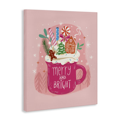 Pink Christmas Cocoa Dessert Canvas Wall Art, design by Jo Reid