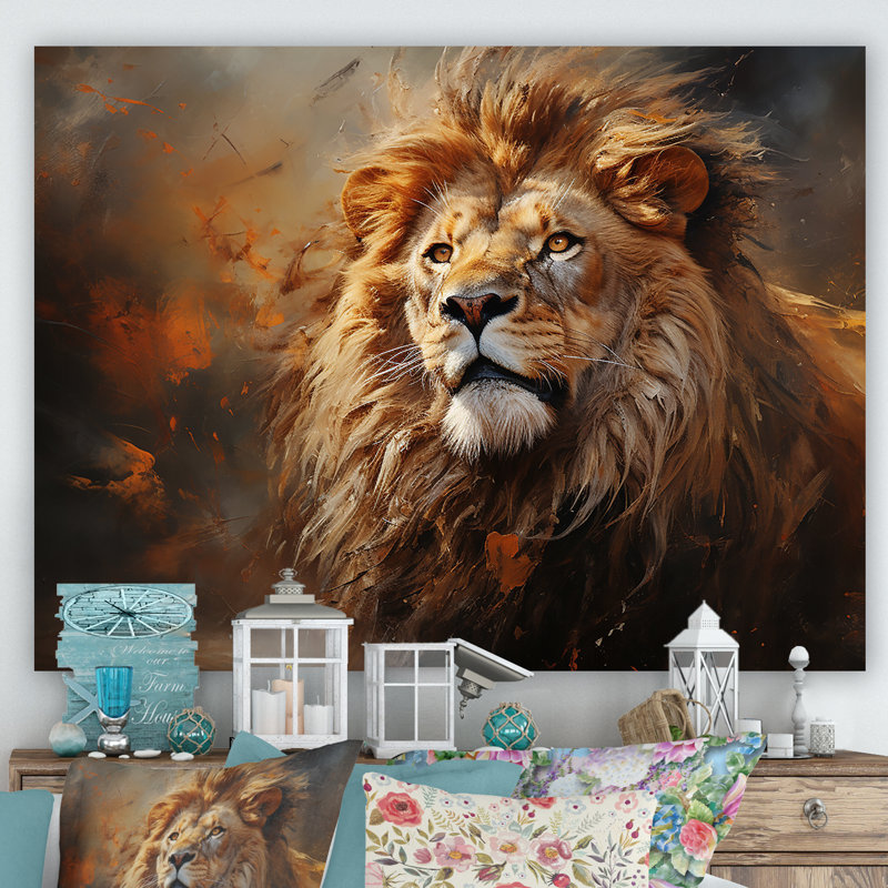 Shimmering Golden Lion Reflections sur impression sur toile, Toile tendue, H 24 po x l 32 po x P 1 po