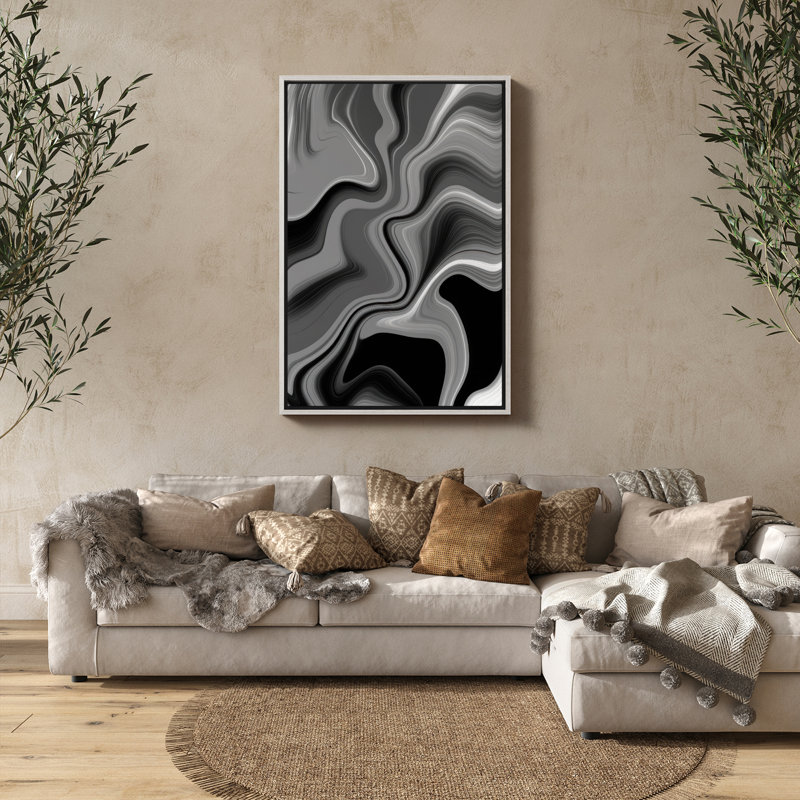 Art mural encadré abstrait rétro antique classique pour chambre à coucher , H 24 po x l 16 po, Blanc