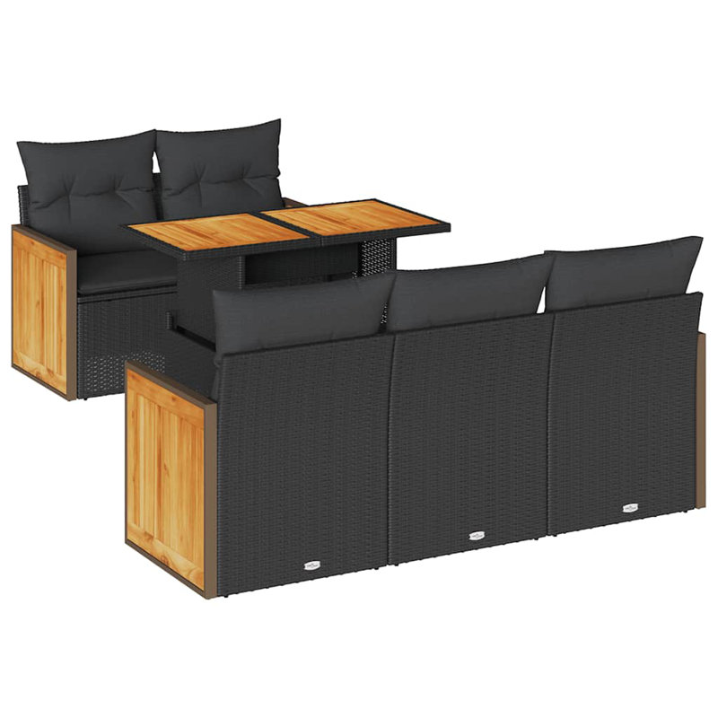  Ensemble de canapé de jardin noir