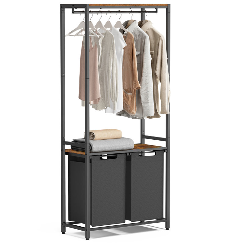 Laundry Hamper with Handles, Rustic Brown/Black
