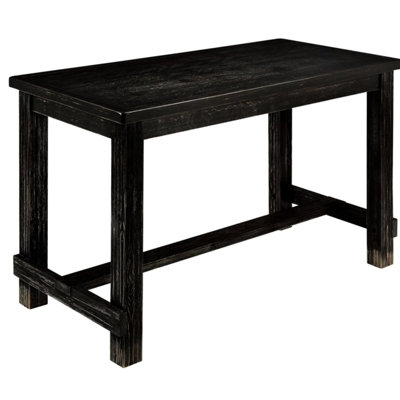Table de comptoir noire antique - Design rustique, cadre en bois massif noir classique