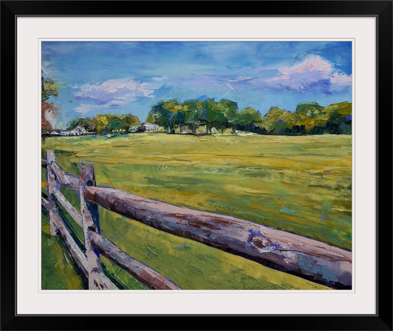 «Muldridge Pennsylvania Farm» par Michael Creese, reproduction d'art, H 24 po x l 28 po x P 1 po, Cadre noir