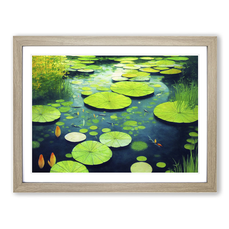 Impactful Pond - Single Picture Frame Print, 46cm H x 64cm W x 2cm D, Oak