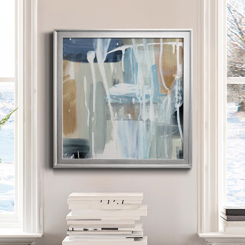 Weather II - Peinture sur toile encadrée, Argent, H 22,5 po x l 22,5 po x P 1,5 po