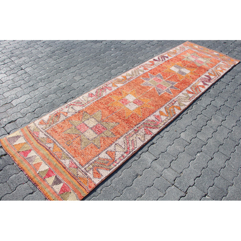 Tapis de couloir rétro vintage turc Herki - Tapis décoratif idéal pour les couloirs et le style Beni Ourain